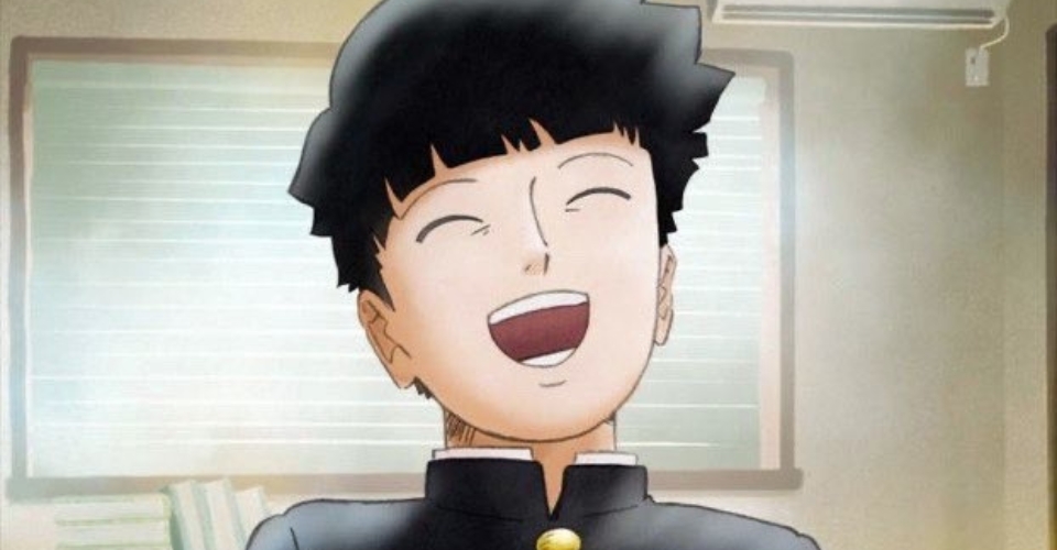 Final shot of Mob laughing at the end of the last episode of Mob Psycho 100.